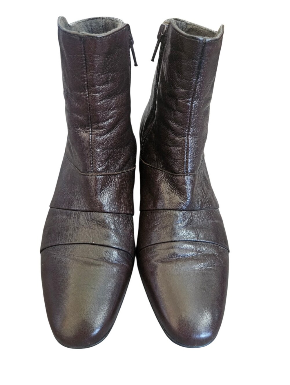 Munro Brown Soft Leather Side Zip Block Heel Ankle Boots Sz 7.5 Fall Preppy